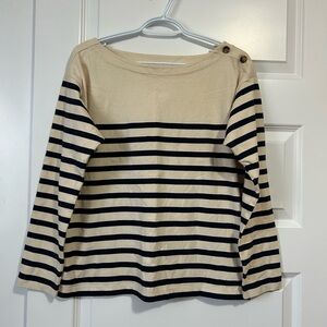 J. Crew Breton Cream and Navy Boatneck Top